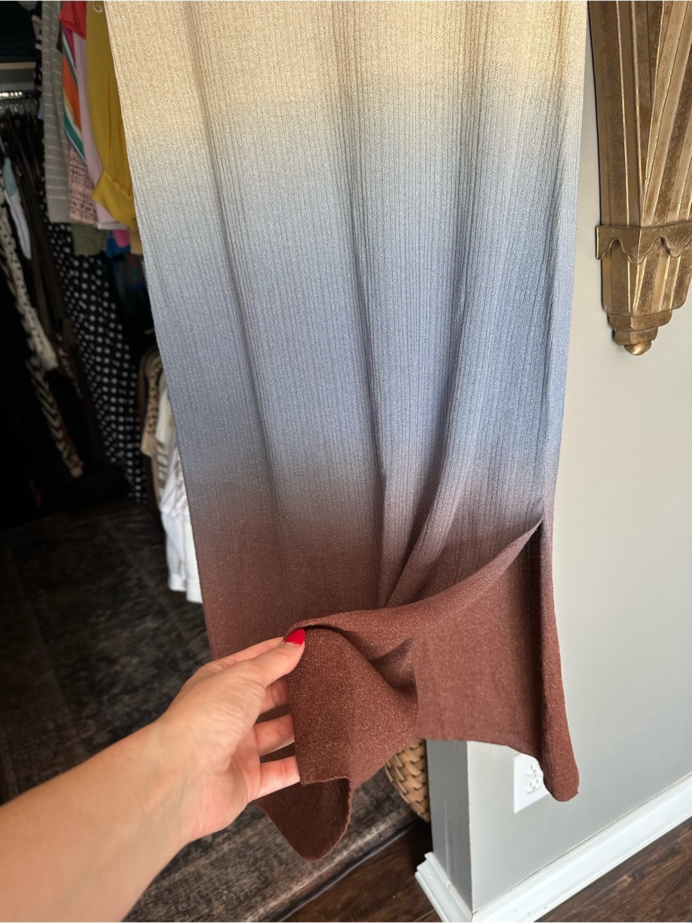NWT House of Harlow Ombré Knit Maxi Dress in Cream, Blue & Brown - Picture 4 of 6